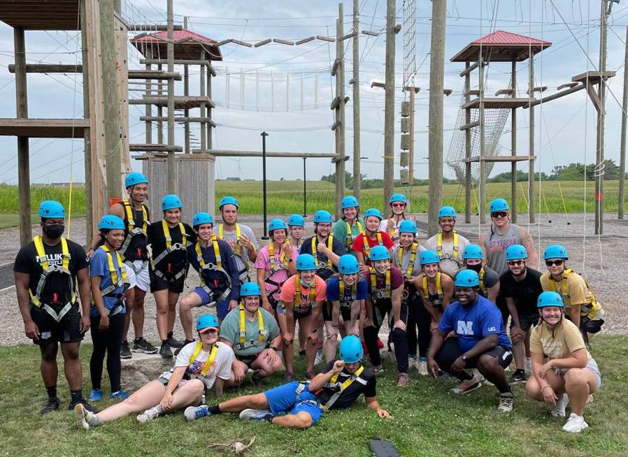 Group of students posing on the High Ropes field