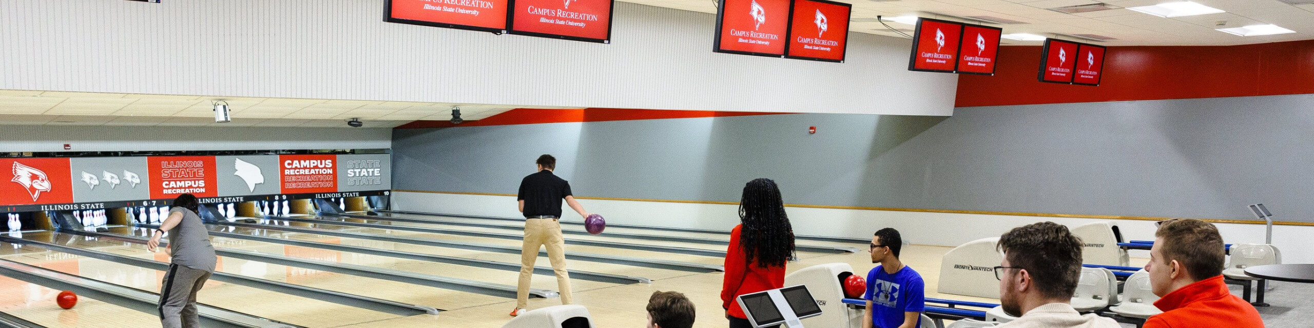 Students Bowling at the Bowling and Billiards Center